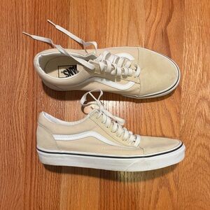 Vans Cream and White Canvas Sneakers